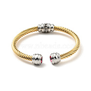 Rhinstone Open Cuff Bangle, Golden 304 Stainless Steel Jewelry for Women, Rose, Inner Diameter: 2-1/4 inch(5.65cm)(BJEW-D449-03GP-02)