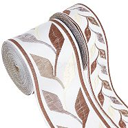 10M 2 Styles Embroidery Polyester Ribbon, Leaf Pattern, for Gift Bouquet Wrapping, Beige, 1-1/8~2-3/8 inch(30~60mm), 5m/style(OCOR-GF0002-67B)