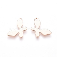 201 Stainless Steel Charms, Butterfly, Rose Gold, 13x9x0.7mm, Hole: 1.4mm(STAS-E484-14RG)