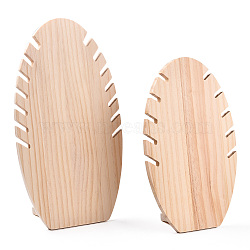 2 Sizes Wooden Oval Leaf Detachable Bracelet Display Stands, Slant Back Bracelet Organizer Holder, Wheat, 9~9.5x16~17.5x25~31cm(BDIS-WH0003-22)