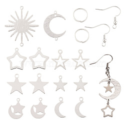 Yilisi DIY Moon & Star Drop Earring Making Kit, Including Brass Charms & Links & Earring Hooks, Iron Jump Rings, Platinum, 120pcs/box(DIY-YS0001-35)