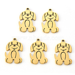 PVD Vacuum Plating 304 Stainless Steel Pendants, Laser Cut, Dog, Real 18K Gold Plated, 17x11x1mm, Hole: 1.2mm(STAS-N092-68G)