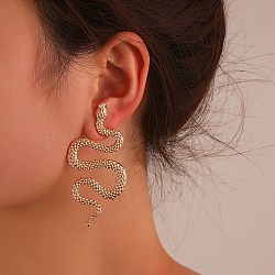 Alloy Stud Earrings, Snake, Light Gold, 71x35mm(EJEW-R021-03KCG-03)