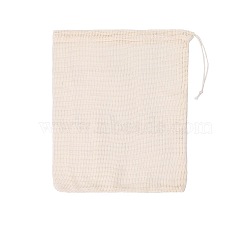 Cotton Storage Pouches, Drawstring Bags, Rectangle, Antique White, 30x19cm(HOUS-PW0002-01B)
