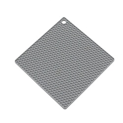 Silicone Non-silp Hot Pads Heat Resistant, for Hot Dishes Heat Insulation Pad Kitchen Tool, Rhombus, Dark Gray, 170x170x5mm, Side Length: 170mm, Hole: 11mm(AJEW-WH0237-76B)