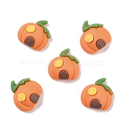 Autumn Theme Pumpkin House Opaque Resin Cabochons, Orange, 20x19.5x8mm(X-RESI-F031-08)