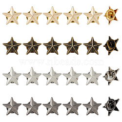 24Pcs 4 Colors Alloy Star Brooches, Men's Shirt Collar Pins, Mixed Color, 17x18x4mm, 6pcs/color(JEWB-FH0001-41)