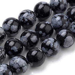 Natural Snowflake Obsidian Beads Strands, Round, 8mm, Hole: 1mm, about 50pcs/strand, 15.7 inch(X-G-S259-20-8mm)