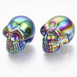 Electroplate K9 Glass Display Decorations, Skull, for Halloween, Colorful, 21.5x18.5x27mm(EGLA-S191-002B-A03)