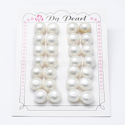 Natural Cultured Freshwater Pearl Beads, Grade 3A, Half Drilled, Rondelle, Floral White, 12x9mm, Hole: 0.8mm, about 28pcs/board(PEAR-P056-045-01)