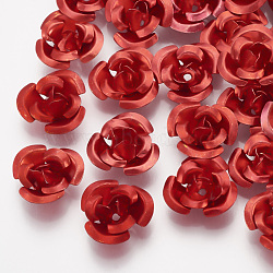 Aluminum Beads, 3-Petal Flower, Red, 8.5~9x4.5mm, Hole: 1mm, about 950pcs/bag(FALUM-T001-01B-06)