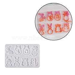 DIY Silicone Pendant Molds, Resin Casting Molds, For UV Resin, Epoxy Resin Jewelry Pendant Making, White, 155x117x5mm, Hole: 2mm, Inner Diameter: 43~61x30~45mm(DIY-A054-04B)