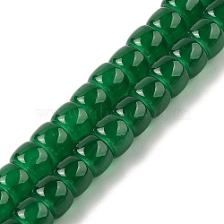 Baking Plating Glass Beads Strands, Imitation Jade, Barrel, Dark Green, 8x6mm, Hole: 1.4mm, about 59pcs/strand, 14.17''(36cm)(GLAA-H036-01A)