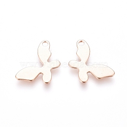 201 Stainless Steel Charms, Butterfly, Rose Gold, 13x9x0.7mm, Hole: 1.4mm(STAS-E484-14RG)
