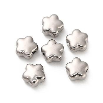 304 Stainless Steel Beads, Flower, Stainless Steel Color, 6x6x3mm, Hole: 1.2mm