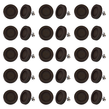 30 Pairs Wood Studs Earring Findings, wiht 304 Stainless Steel Pin, Coconut Brown, 16mm