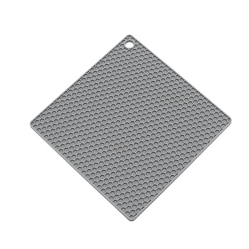 Silicone Non-silp Hot Pads Heat Resistant, for Hot Dishes Heat Insulation Pad Kitchen Tool, Rhombus, Dark Gray, 170x170x5mm, Side Length: 170mm, Hole: 11mm