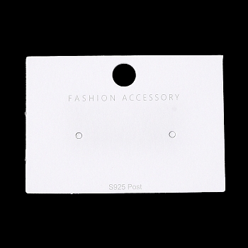 Paper Jewelry Display Cards, One Pair Earring Display Cards, Rectangle, White, 3.5x5x0.05cm, Hole: 6mm and 2mm