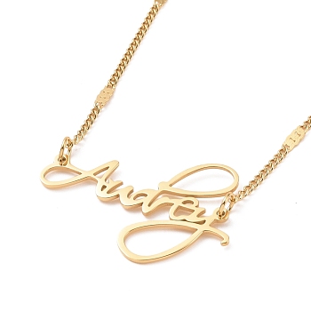 Ion Plating(IP) 304 Stainless Steel Word Audrey Pendant Necklace for Women, Golden, 16.54 inch(42cm)