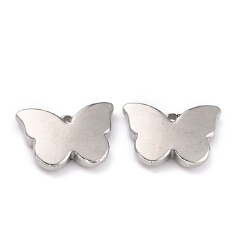 304 Stainless Steel Charms, Butterfly, Stainless Steel Color, 15x11x3mm, Hole: 1.4mm