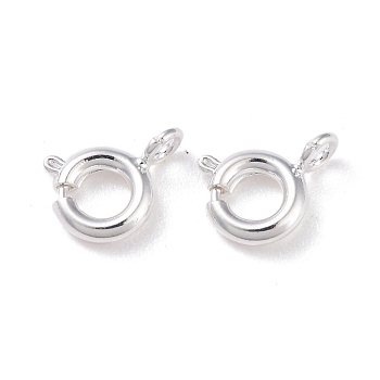 Eco-friendly Brass Spring Ring Clasps, Cadmium Free & Lead Free, Long-Lasting Plated, 925 Sterling Silver Plated, 11.4x7x1.5mm, Hole: 1.5mm, Inner Diameter: 3mm