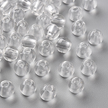 Transparent Acrylic Beads, Round, Clear, 6x5mm, Hole: 1.8mm, about 440pcs/50g