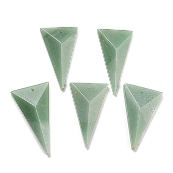 Natural Green Aventurine Pendants, Faceted Triangle Charms, 42~49.5x24.5~27.5x7~9.5mm, Hole: 1.2mm