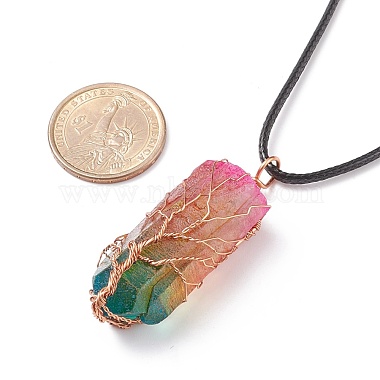 Ожерелье из натурального кварца с подвесками в виде дерева жизни(NJEW-JN03876)-7