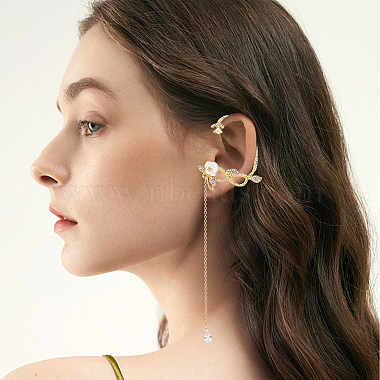 4Pcs 4 Style Crystal Rhinestone Flower Cuff Earrings with Enamel(EJEW-AN0001-61)-5