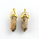 Picture Jasper Stone Pendants with Alloy Findings(G-R278-24G)-1