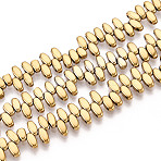 Electroplated Synthetic Non-magnetic Hematite Beads Strands, PVD Vacuum Plating, Long-Lasting Plated, Rice, 2-Hole, Light Gold Plated, 5x2.4x2mm, Hole: 0.9mm, about 222~224pcs/strand, 14.57~14.96''(37~38cm)(G-T139-65B)
