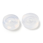 Silicone Ear Nuts, Earring Backs, Flat Round, Clear, 7x2mm, Hole: 1.6mm(X-SIL-D009-03)