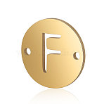 Stainless Steel Links connectors, Flat Round with Letter, Golden, Letter.F, 12x0.8mm, Hole: 0.8mm(X1-STAS-T040-T531G-F)