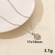 304 Stainless Steel Geometric Pendant Necklaces, Cable Chain Necklaces for Women, Heart with Eye(IQ6554-5)