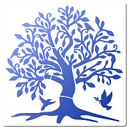 PET Plastic Drawing Painting Stencils Templates, Square, Creamy White, Tree Pattern, 300x300mm(DIY-WH0244-209)