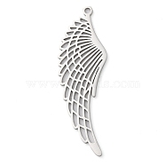 Non-Tarnish 304 Stainless Steel Big Pendants, Wing Charms, Stainless Steel Color, 55x7.5x1.5mm, Hole: 2mm(STAS-R116-05P)