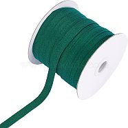 Cotton Twill Tape Ribbons, Herringbone Ribbons, for Sewing Craft, Dark Green, 3/8 inch(10mm)x0.84mm, about 80yards/roll(73.15m/roll)(OCOR-WH0058-35N)