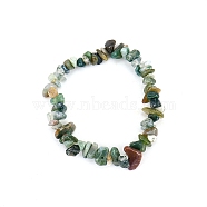 Natural Moss Agate Chips Beaded Stretch Bracelet for Women, 6-3/4~8-5/8 inch(17~22cm)(PW-WG72437-16)
