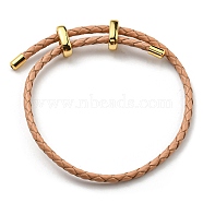 Leather Braided Cord Bracelets, Adjustable Bracelet, BurlyWood, Inner Diameter: 5/8~2-7/8 inch(1.5~7.3cm)(BJEW-G675-06G-05)