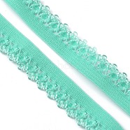 Polyester Elastic Cords with Single Edge Trimming, Flat, Medium Aquamarine, 13mm(EC-WH0020-06I)