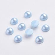 Spray Painted Imitation Pearl Acrylic Cabochons, Half Round/Dome, Light Blue, 8x4.8mm(ACRP-F001-8mm-FP32)