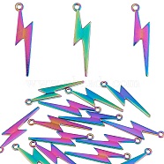 20Pcs Alloy Pendants, Cadmium Free & Lead Free, Lightning Bolt, Rainbow Color, 33.5x9x1.5mm, Hole: 1.8mm(FIND-SZ0003-26)