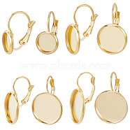 304 Stainless Steel Hoop Earring Findings, Flat Round Earring Settings, Real 18K Gold Plated, 20 Gauge, Tray: 8~20mm, 19~32x10~22mm, Pin: 0.8mm, 6pcs/size, 4 Size, 24Pcs/box(STAS-BBC0003-59G)