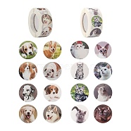 4 Rolls 2 Style Cat & Pet Dog Pattern Self-Adhesive Kraft Paper Stickers, Flat Round Adhesive Labels Roll Stickers, Gift Tag, Mixed Color, 25mm, about 500pcs/roll, 2 rolls/style(DIY-LS0003-36)