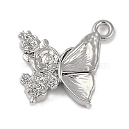 Alloy Pendants, Butterfly, Platinum, 17x17.5x3.5mm, Hole: 1.9mm(FIND-U017-10P)