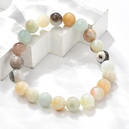 Natural Flower Amazonite Beads Stretch Bracelets, Round, 2 inch~2-1/8 inch(5.2~5.5cm), Beads: 8~9mm(BJEW-F380-01-B09)