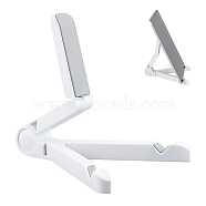 Triangle Shaped Plastic Mobile Phone Holders, Folding Cell Phone Stand Holder, Universal Portable Tablets Holder, White, Open: 17x15.5x15.5cm(AJEW-WH0299-87A)