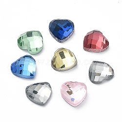 K9 Glass Cabochons, Faceted, Heart, Mixed Color, 8x8x3.5mm(GGLA-Z001-04A)