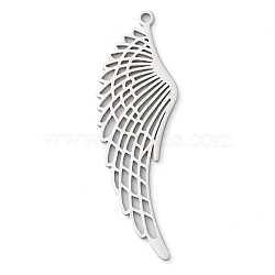304 Stainless Steel Big Pendants, Wing Charms, Stainless Steel Color, 55x7.5x1.5mm, Hole: 2mm(STAS-R116-05P)