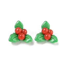 Christmas Theme Opaque Resin Decoden Cabochons, Holly Leaves, 14x16.5x7.5mm(CRES-B022-01I)